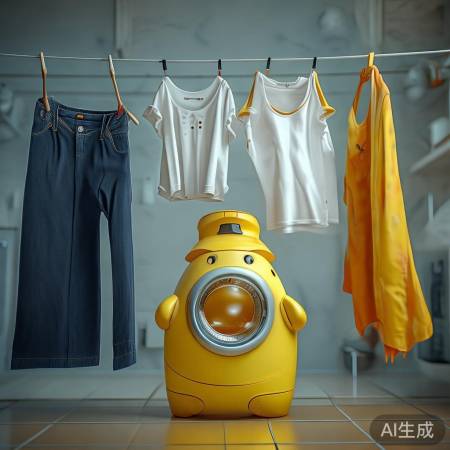 “小黄鸭洗衣挑战不同污渍衣物”